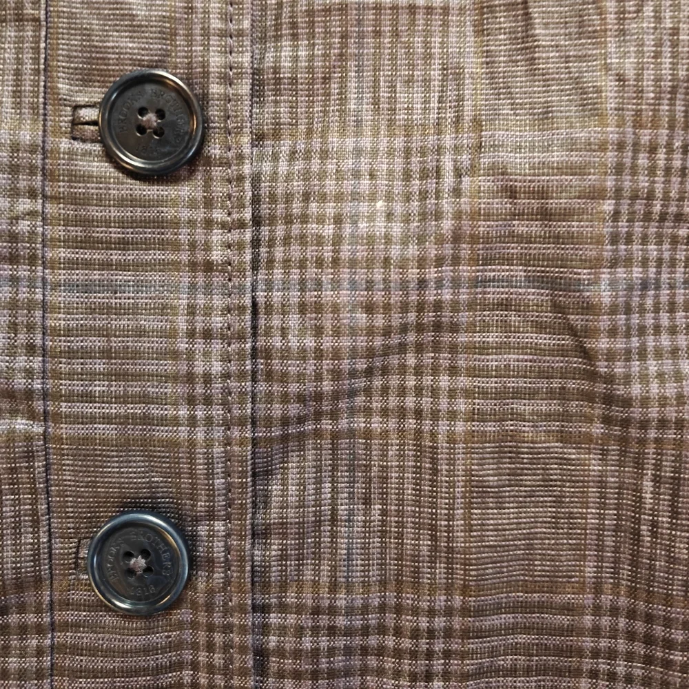 Brooks Brothers Linen Plaid Rain Poncho Women's‎ Medium Button Down Purple